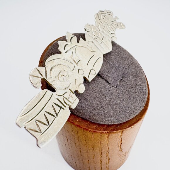 VTG Solid Sterling Silver 925 Christmas Holiday Themed Brooch Size 2.5" Length - Picture 2 of 9